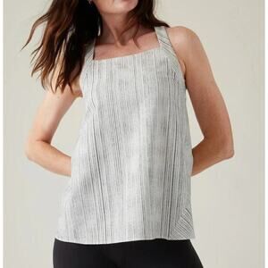 ATHLETA ARRIVAL TANK AMARA STRIPE WHITE AND BLACK XXS NWT‎ $79 Wrinkle Resistant